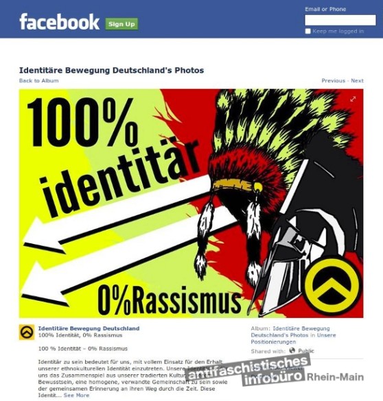 0% Rassisumus? Selbstdarstellung der "Identitären" Quelle: www.facebook.com