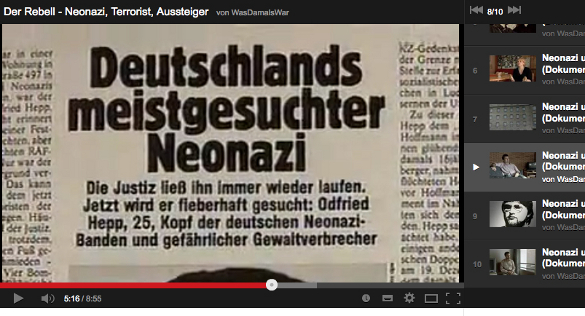 Die Hepp-Kexel-Gruppe sorgt für Schlagzeilen: "Deutschlands meistgesuchter Neonazi" Screenshot youtube.com